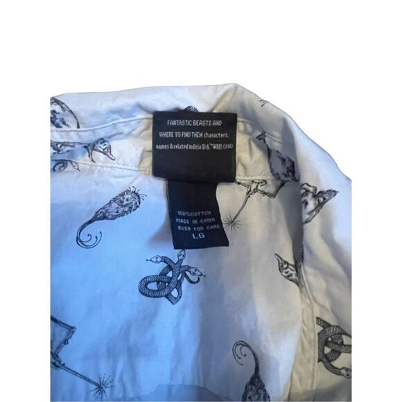 Fantastic Beasts by Hot Topic Mens White Casual Button Front Shirt Size Large - Picture 7 of 16